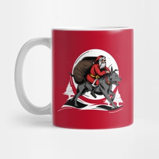 Pit Bull Lovers Christmas Design with Santa's Bringing Gifts Mug